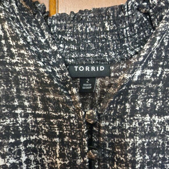 Torrid plaid Mini Chiffon Mock Neck Dress sz 2 - Picture 5 of 5